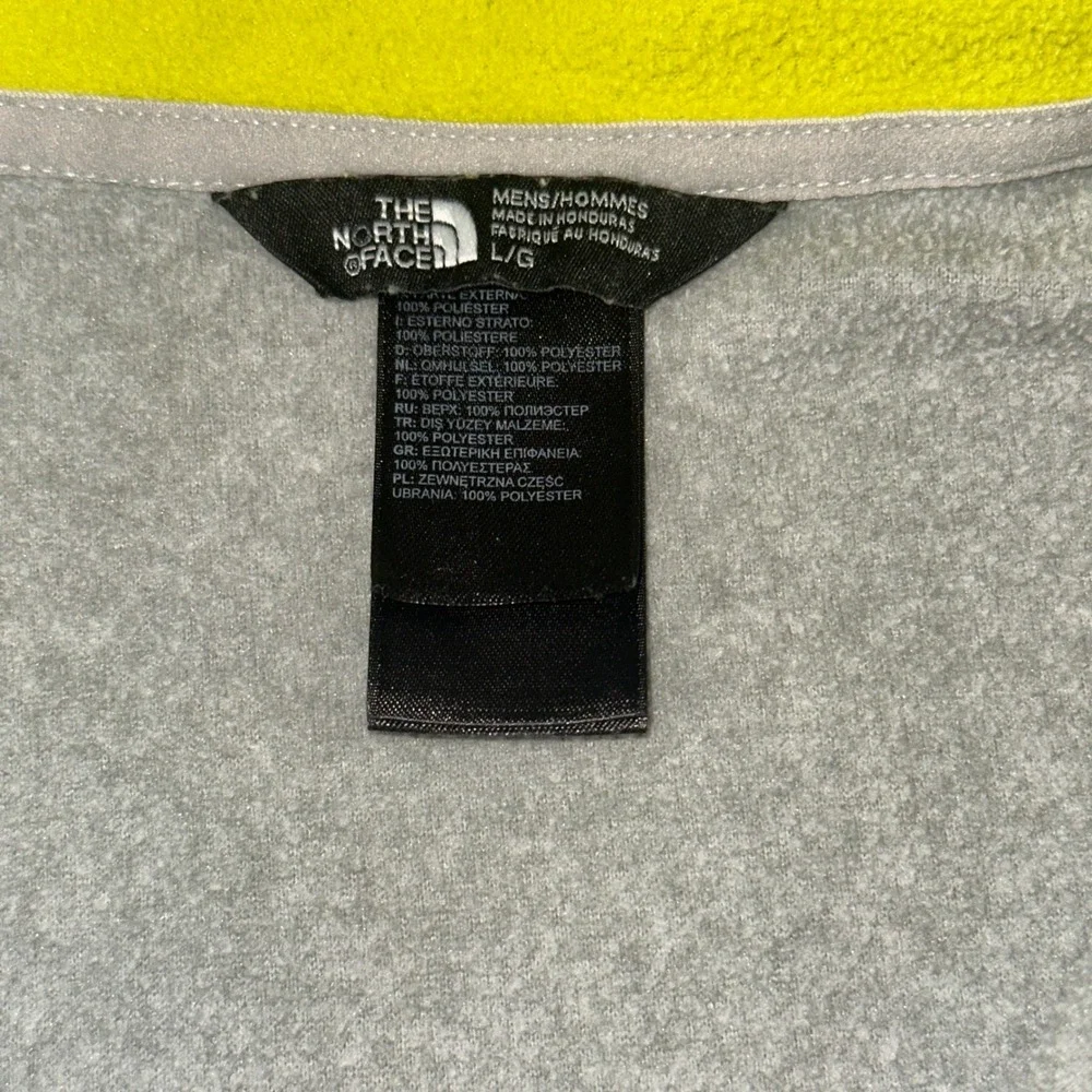 The North Face TKA 100 Fleece Pullover Mens Large Gray Lime Green Quarter Zip